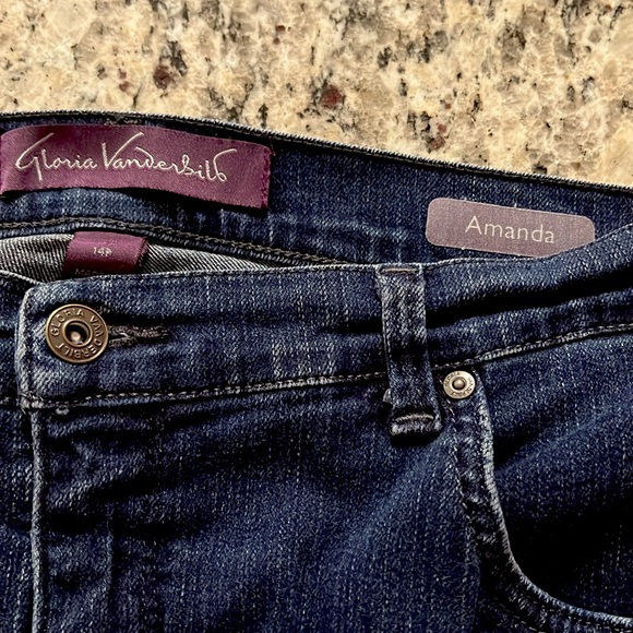 Gloria Vanderbilt Dark Blue Denim 5 Pocket High Rise Jeans Size 14P - Picture 6 of 6